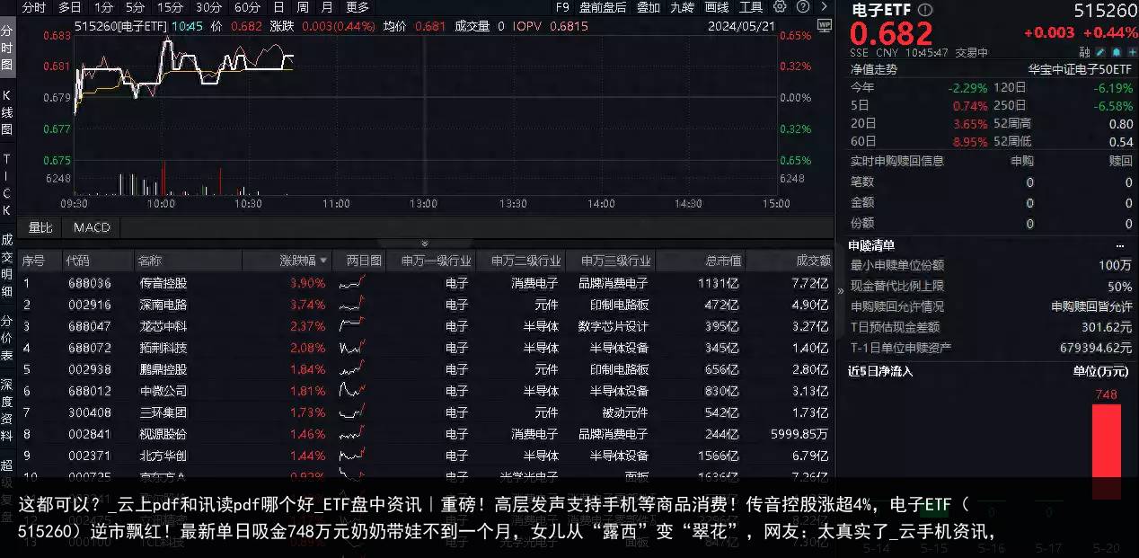 这都可以？_云上pdf和讯读pdf哪个好_ETF盘中资讯｜重磅！高层发声支持手机等商品消费！传音控股涨超4%，电子ETF（515260）逆市飘红！最新单日吸金748万元奶奶带娃不到一个月，女儿从“露西”变“翠花”，网友：太真实了_云手机资讯，