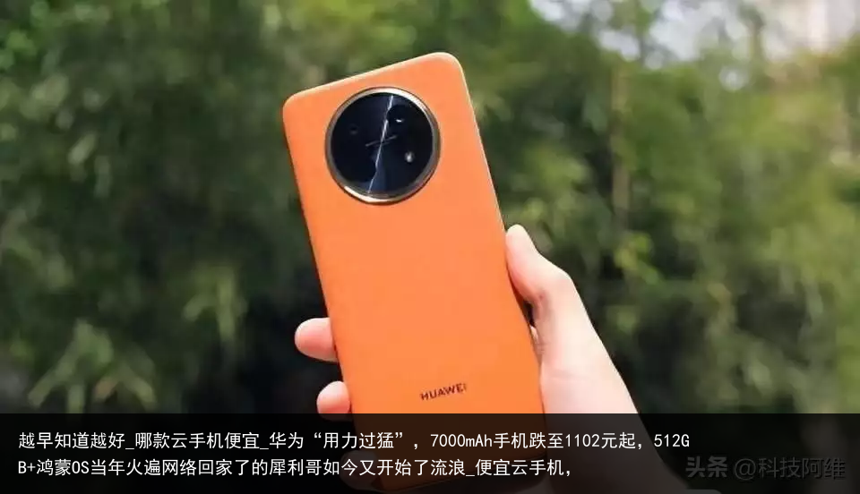 越早知道越好_哪款云手机便宜_华为“用力过猛”，7000mAh手机跌至1102元起，512GB 鸿蒙OS当年火遍网络回家了的犀利哥如今又开始了流浪_便宜云手机，